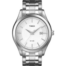 Timex Mens T2n800 Elevated Classics Dress White Dial Two-tone Bracelet Watch Wri