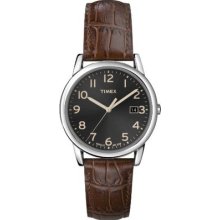 Timex Mens T2n948 Elevated Classics Dress Black Dial Brown Leather Strap Watch W