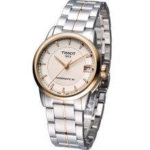 Tissot Lady Luxury Automatic Mechanical 80 Hours Power Reserve Watch Beige Gold