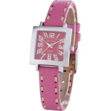 TOKYObay Womens Tramette Analog Stainless Watch - Pink Leather Strap - Pink Dial - T205-PK