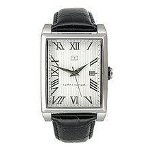 Tommy Hilfiger Women's 1710223 Black Leather White Roman Dial Quartz Watch