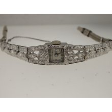 Tourneau Ladies Platinum Antique Diamond Watch.