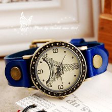Tower Round Simple Dial Leather Series Strap Women's Quartz Watch W391 R