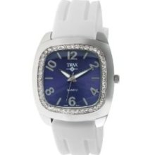 Trax Womens TR1740-NW Malibu Fun White Rubber Blue Dial Crystal