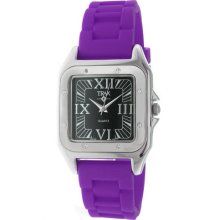 Trax Womens Tr5132-bpr Posh Square Purple Rubber Black Dial Watch