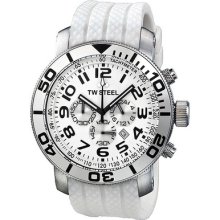 Tw Steel Grandeur Diver Chronograph White Dial White Rubber Mens Watch Tw95