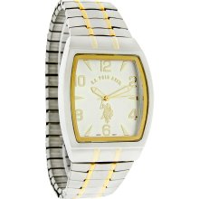U.S. Polo Ass Mens Silver Dial Two Tone Expansion Band Quartz Watch USC80264