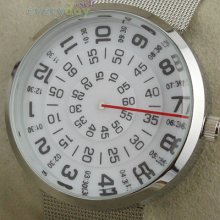 Unique Design Silver Turntable Dial Women Mens Steel Quartz Watches