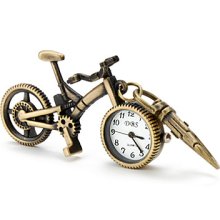 Unisex Alloy Analog Quartz Watch Keychain with Bicycle (Bronze)