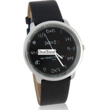 Unisex Analog Watch With Pu Leather Strap (black)