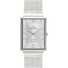 Unisex Mid-Size Ultra Thin Stainless Steel Dress Silver Dial Mesh Band