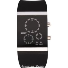 Unisex Novelty Fashion Circle Led Watch Silicone Band Black
