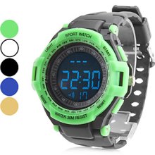 Unisex Rubber Digital LED Wrist Cycling Sports Watch (Black)