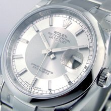 Unworn Mens Rolex Steel Datejust Oyster Silver Grey Stick Dial 116200