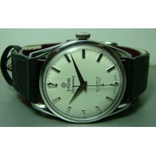 Used Vintage Titoni Airmaster Titoflex Winding Swiss F465 Wrist Watch Off White