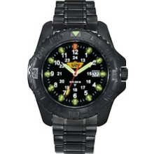 UZI Black Defender Tritium Watch UZI-32-BSS Black Steel Bracelet