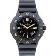 Uzi Protector Watch - Tritium, Black Face, Rubber Strap - Uzi-001-r