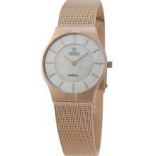 V122LVWMV Obaku Ladies Rose Gold White Mop Dial Bracelet Watch