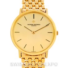 Vacheron Constantin 33003 18k Yellow Gold Manual Wind White Dial Leather Watch