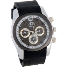 Valia Round Dial Rubber Band Men's Analogue Wrist Watch (Black)