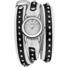Vernier Women's Silver Tone Triple Wrap Black/ White Watch