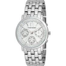Vernier Women's 'v11005' Silver Sparkle Chronograph Watch