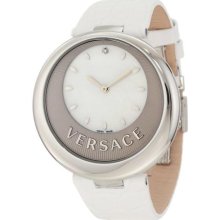 Versace Women's 87q99d498 S001 White Perpetuelle Sunray Dial Leather Watch