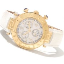 Versace Women's Reve Swiss Made Quartz Chronograph Leather Strap Watch