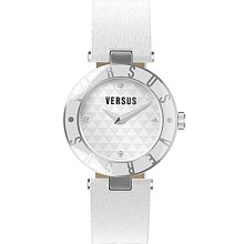 Versus by Versace Logo White Leather Strap Watch - White