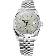 Very fine Rolex datejust white stick dial stainless steel watch jubilee