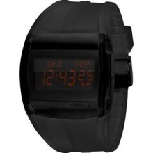 Vestal Mens Crusader Stainless Watch - Black Rubber Strap - Black Dial - CRU016