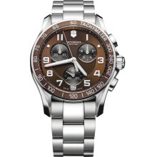 Victorinox 249036 Watch Chrono Classic Mens - Brown Dial Stainless Steel Case Quartz Movement