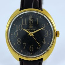 VIMPEL(POLJOT) Vintage men's BIG watch 17 Jewels Nice Gold-Colored Case made in Ussr (req46406)