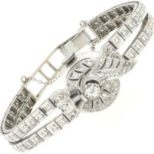 Vintage 14k White Gold Ladies Geneva Flip Top Watch with Diamonds