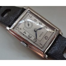 Vintage Art Deco Giloe Chrome Driver Mechanical Wind Up Watch