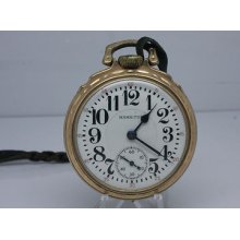 Vintage C.1936 Hamilton 992 21j Pocket Watch Railroad Model Case Great Dial