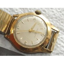 Vintage German men's watch with an elastic bracelet. 17 stones. Gold plated 20 micron. Mechanics . Original 1960s