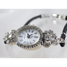 Vintage Hamilton 1 CTTW Diamond 14k White Gold Ladies Watch