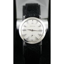 Vintage Hamilton 14k White Gold W/ Diamond Dial Wristwatch Nice