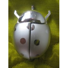 VINTAGE JUFREX 17 JEWELS ALUMINUM LADY BUG PENDANT 1960'S WATCH THAT OPENS - Silver - Silver