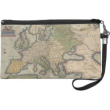 Vintage Map of Europe (1570) Wristlet Purses