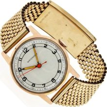 Vintage Mens 14 Karat Yellow Gold Waterman Wristwatch with Golf Filled