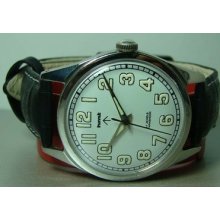 Vintage Military Hmt Winding 17 Jewels Gb11062 Mens Watch Luminous White Used