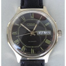 VINTAGE SLAVA -AUTO 26jewels gold plated ussr wrist watch