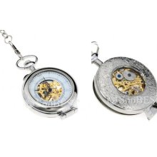 Vintage Steampunk Lady Men Skeleton Auto Mechanical Pendant Pocket Watch Chian