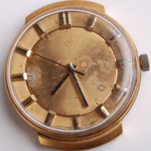 Vintage VOSTOK Gold Color Dial Mans Mechanical Wind-Up WristWatch USSR AU Plated