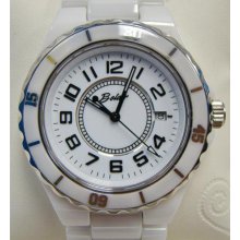 W/ Tags Mens Belair Quartzline Watch A5010-wht High Tech White Ceramic Date