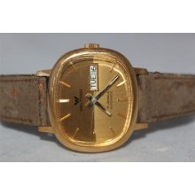 Waltham 17 Jewels Automatic Gold Tone Day Date Vintage Men's Watch
