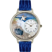 Whimsical Women's 'Footprints' Theme Royal Blue Leather Watch