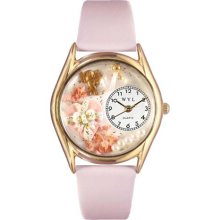 Whimsical Womens Valentines Day Pink Pink Leather Watch #557825